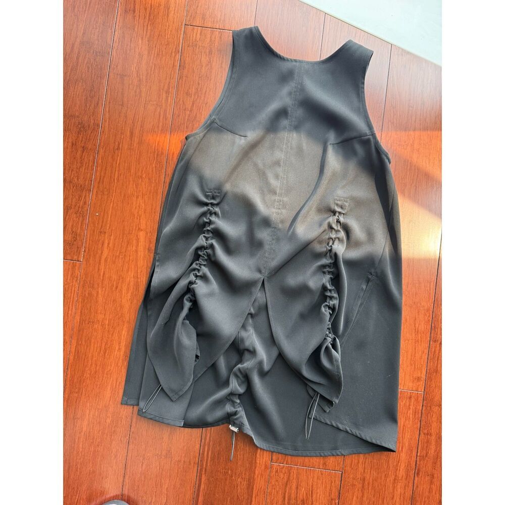 UN3D Japan Avant Garde Sleeveless Top Black Ruched Side Slit Asymmetric Tunic - Picture 2 of 14